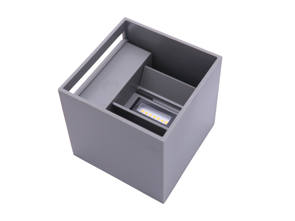 Buitenwandlamp LED 2x3W 3000K IP54 grijs CUBE LITE