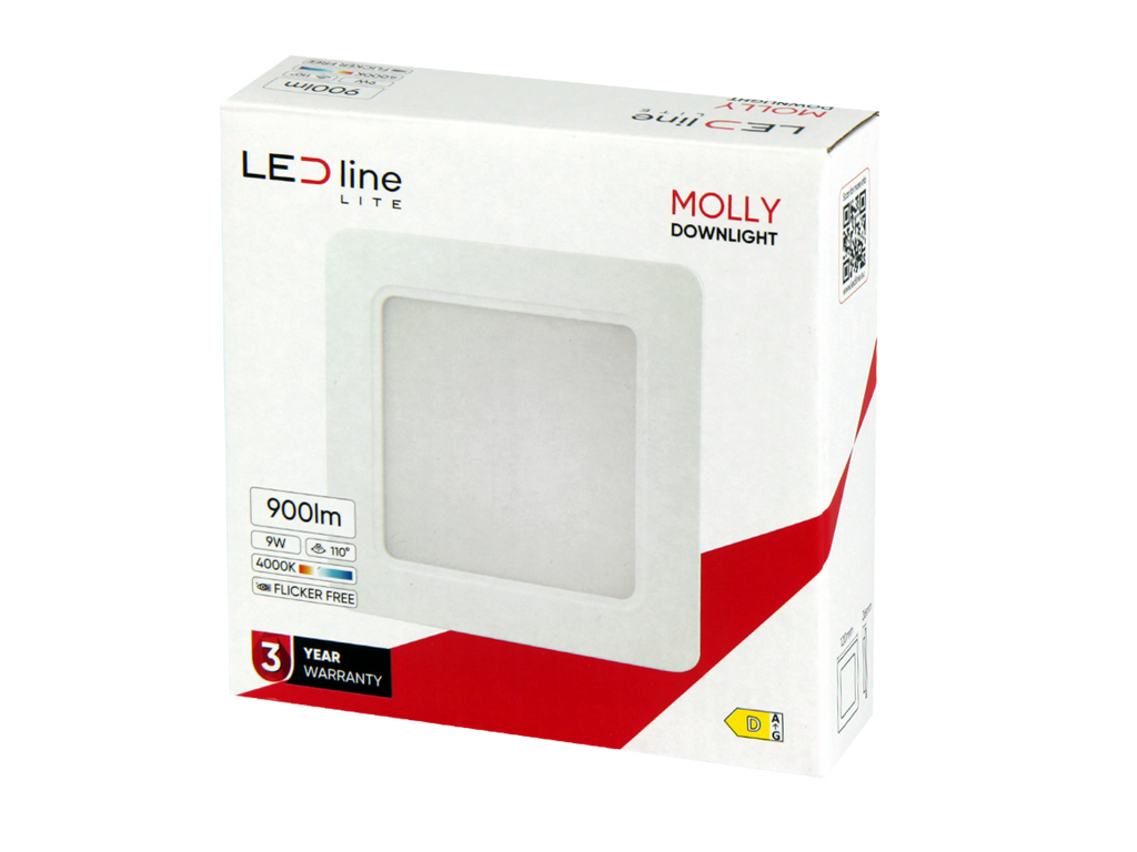 Downlight MOLLY 4000K 9W 900lm vierkant IP20 Wit LITE