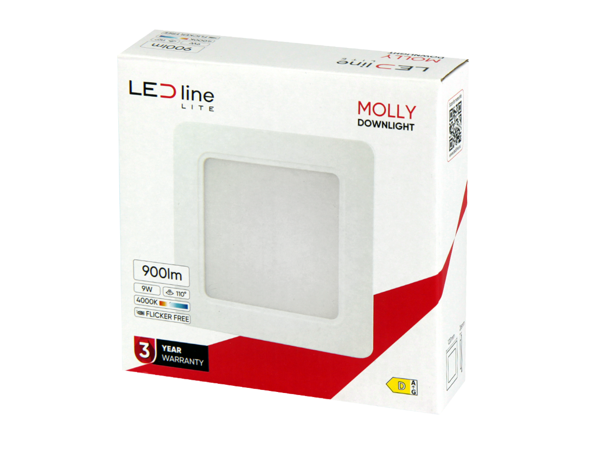 Downlight MOLLY 4000K 9W 900lm vierkant IP20 Wit LITE