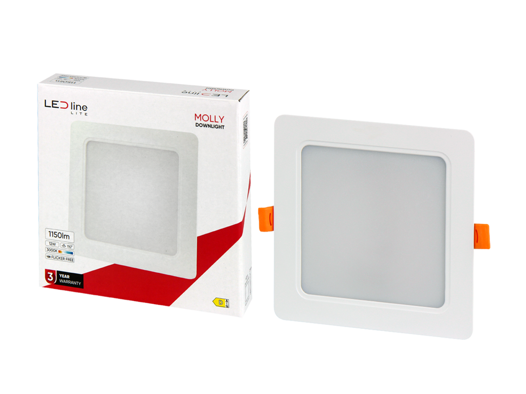 Downlight MOLLY 3000K 12W 1150lm vierkant IP20 Wit LITE