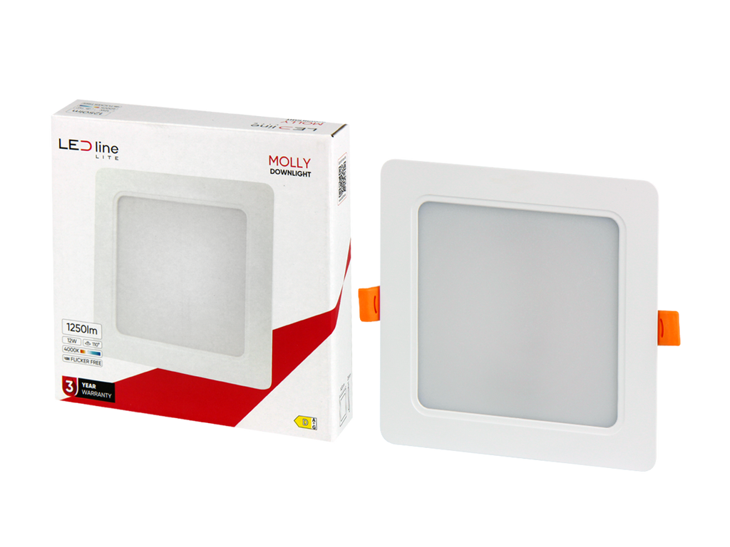 Downlight MOLLY 4000K 12W 1250lm vierkant IP20 Wit LITE