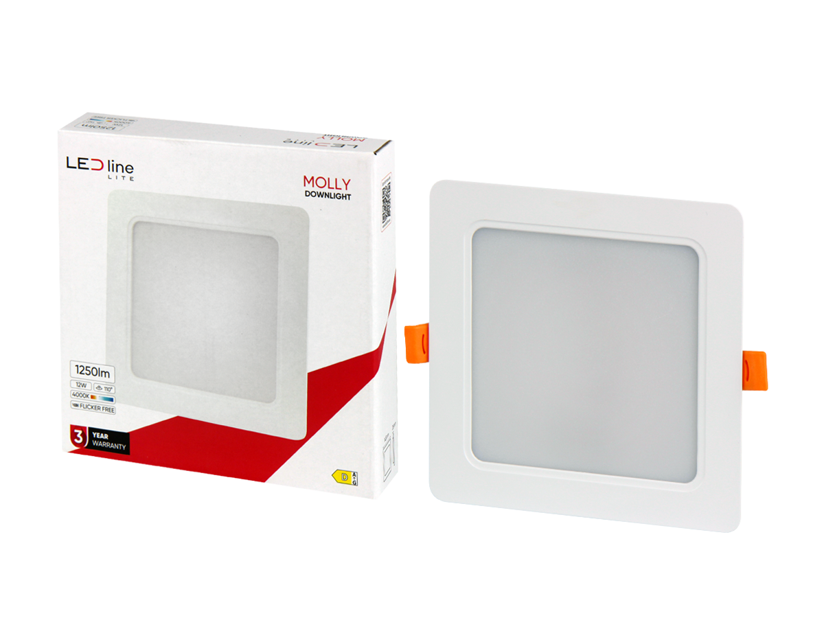 Downlight MOLLY 4000K 12W 1250lm vierkant IP20 Wit LITE