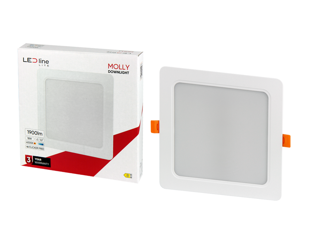 Downlight MOLLY 4000K 18W 1900lm vierkant IP20 Wit LITE