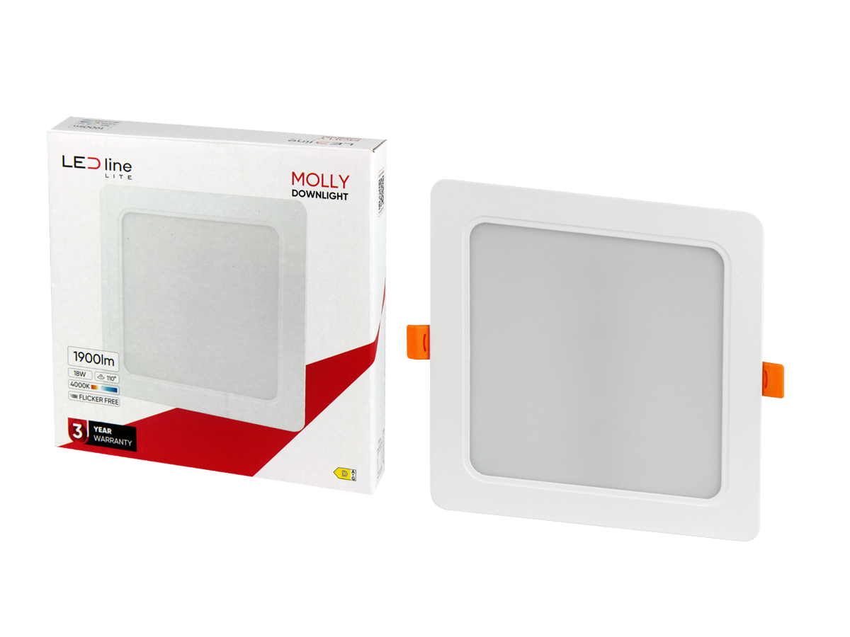 Downlight MOLLY 4000K 18W 1900lm vierkant IP20 Wit LITE