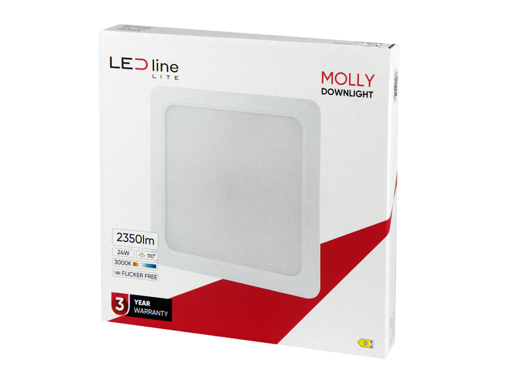 Downlight MOLLY 3000K 24W 2350lm vierkant IP20 Wit LITE