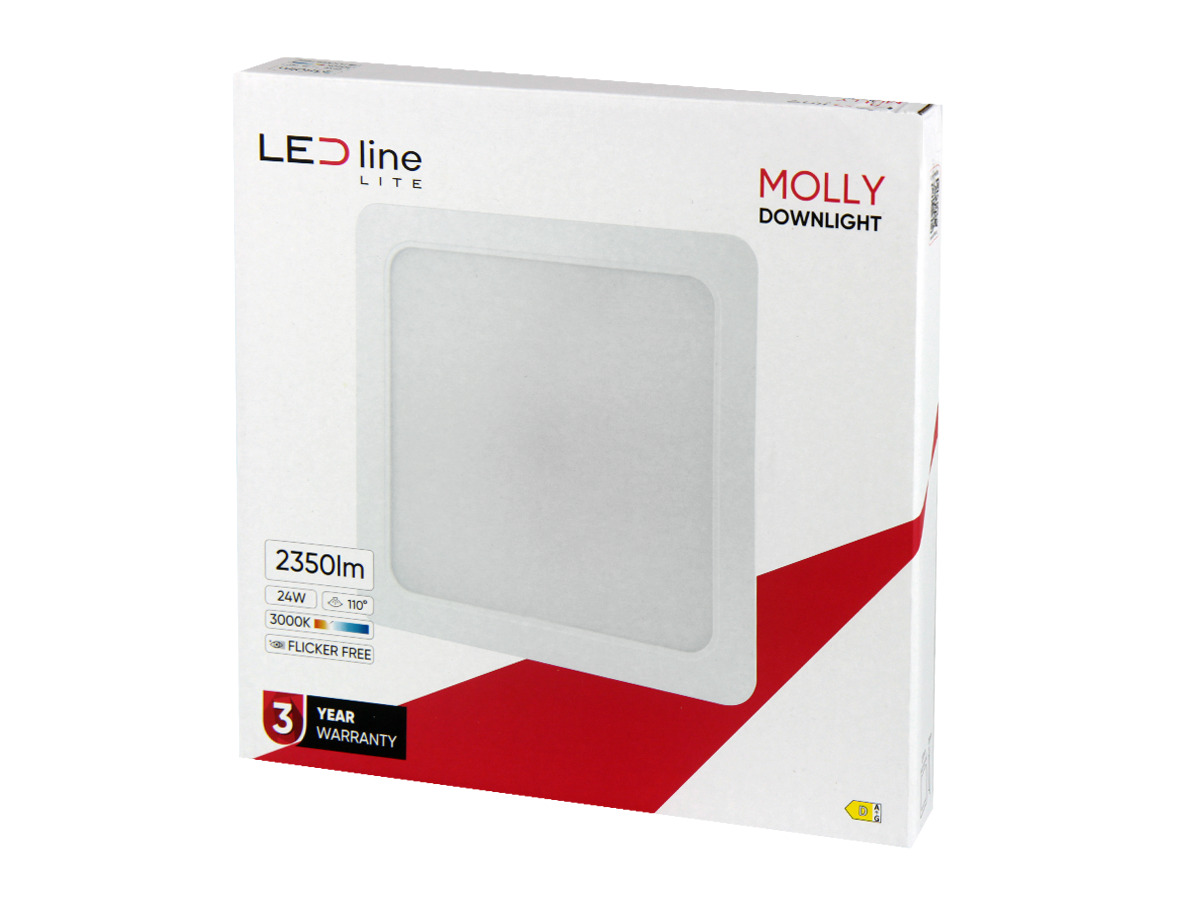 Downlight MOLLY 3000K 24W 2350lm vierkant IP20 Wit LITE