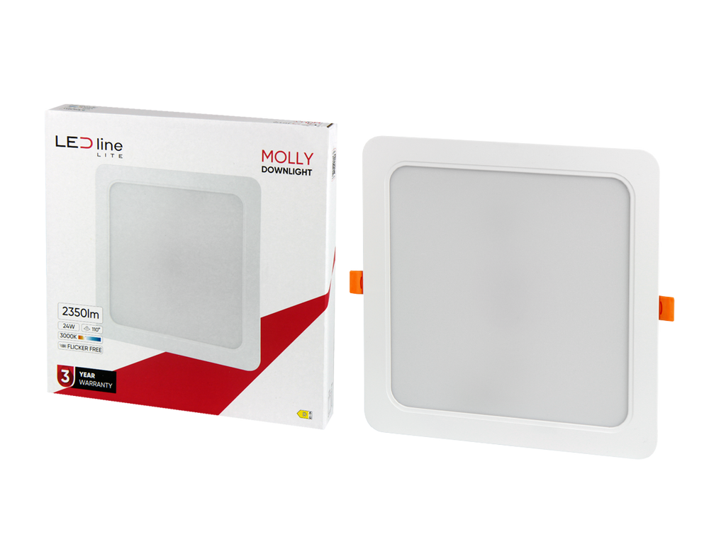 Downlight MOLLY 3000K 24W 2350lm vierkant IP20 Wit LITE