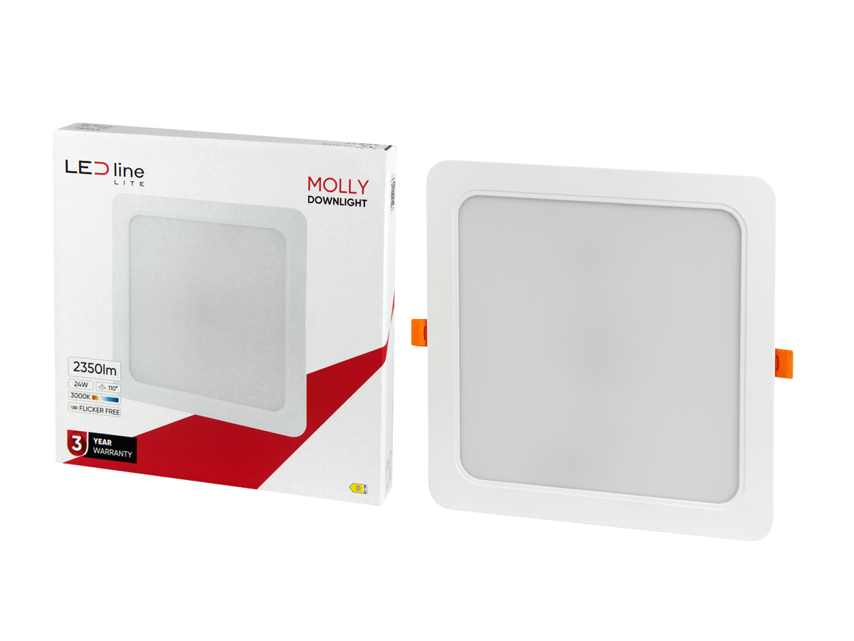 Downlight MOLLY 3000K 24W 2350lm vierkant IP20 Wit LITE