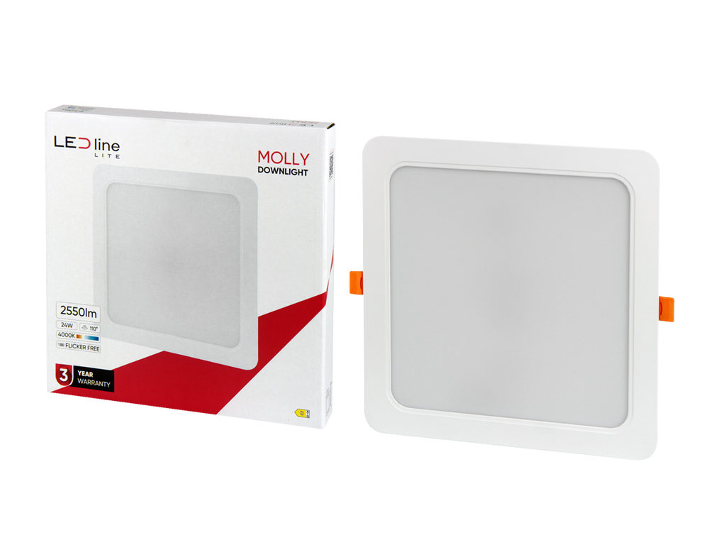 Downlight MOLLY 4000K 24W 2550lm vierkant IP20 Wit LITE