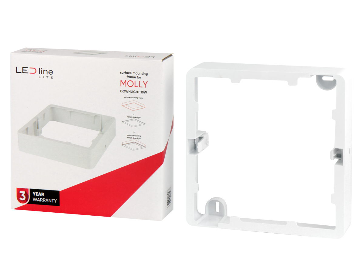 Downlight MOLLY Vierkante inbouwlijst voor opbouwmontage 18W wit LITE