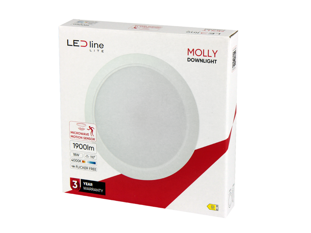 Downlight MOLLY 4000K 18W 1900lm rond IP20 Wit LITE bewegingssensor