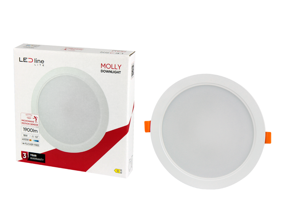 Downlight MOLLY 4000K 18W 1900lm rond IP20 Wit LITE bewegingssensor