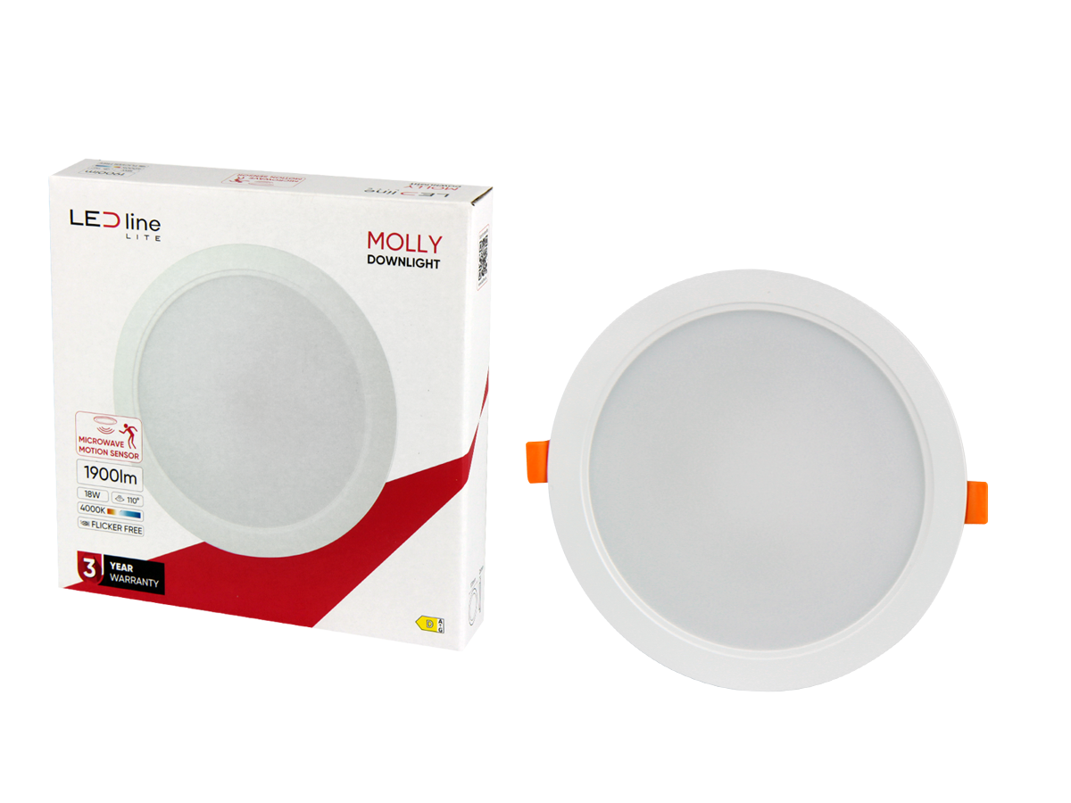 Downlight MOLLY 4000K 18W 1900lm rond IP20 Wit LITE bewegingssensor