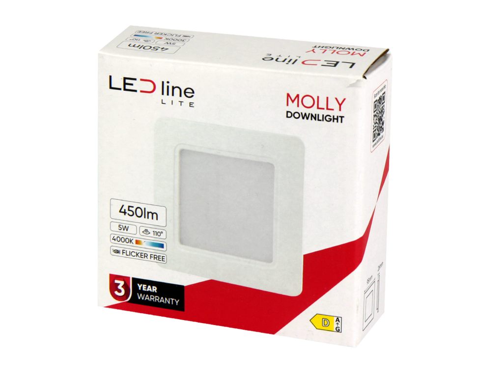Downlight MOLLY 4000K 5W 500lm vierkant IP20 Wit LITE