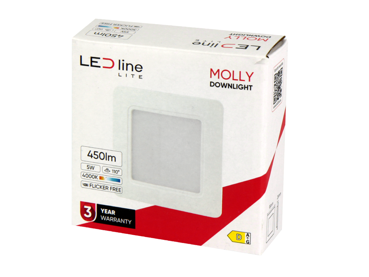 Downlight MOLLY 4000K 5W 500lm vierkant IP20 Wit LITE