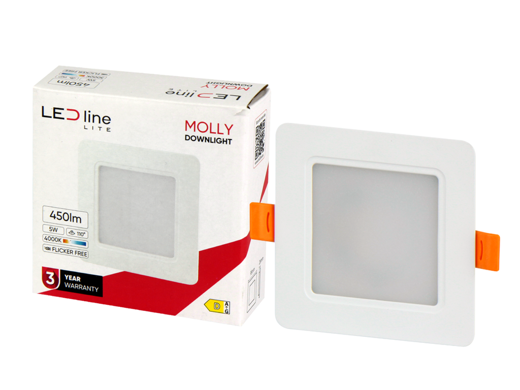 Downlight MOLLY 4000K 5W 500lm vierkant IP20 Wit LITE