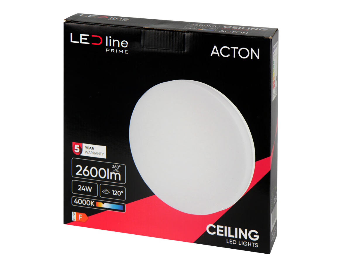 Plafonlamp ACTON 4000K 24W 2600lm rond IP54 wit PRIME
