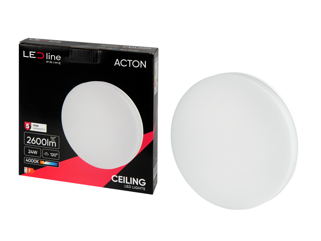 Plafonlamp ACTON 4000K 24W 2600lm rond IP54 wit PRIME