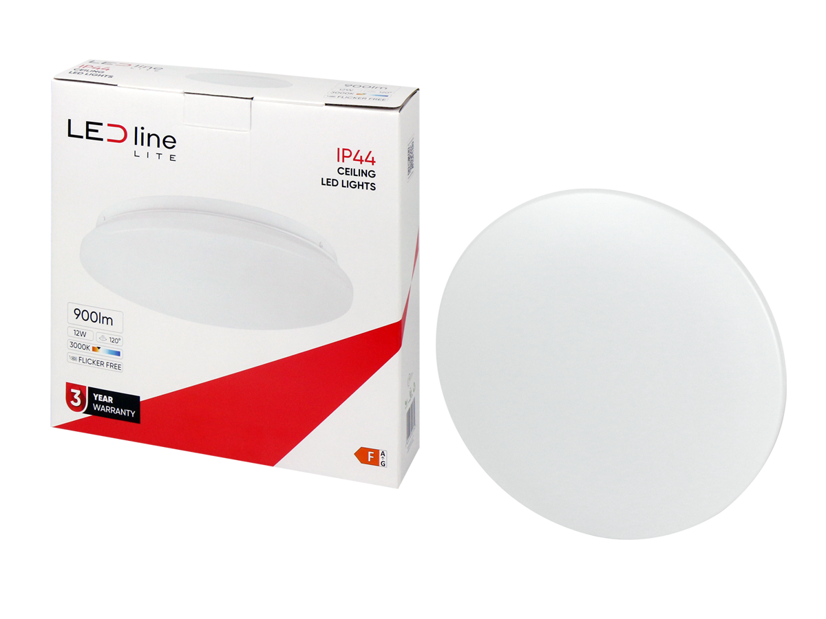 Plafonlamp 3000K 12W 900lm rond IP44 wit LITE