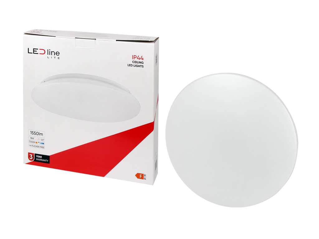 Plafonlamp 3000K 18W 1450lm rond IP44 wit LITE
