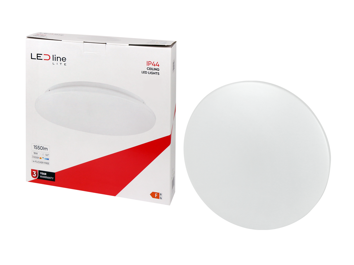 Plafonlamp 3000K 18W 1450lm rond IP44 wit LITE