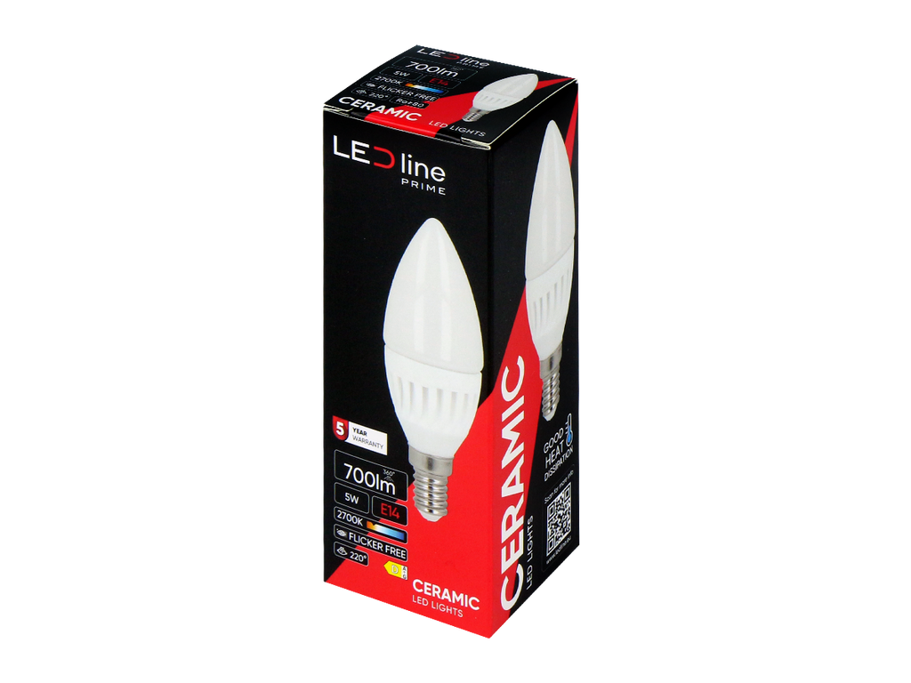 LED-lamp E14 2700K 5W 700lm 230V 220 ° C37 Keramiek PRIME