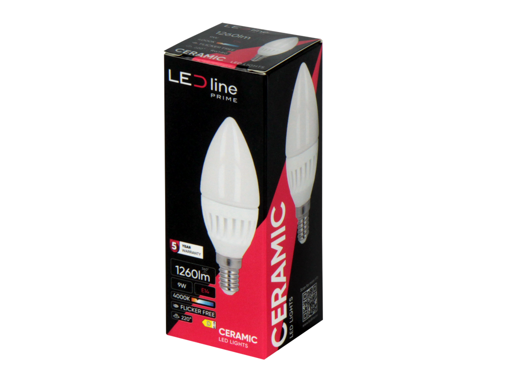 LED-lamp E14 4000K 9W 1260lm 230V 220 ° C37 Keramiek PRIME