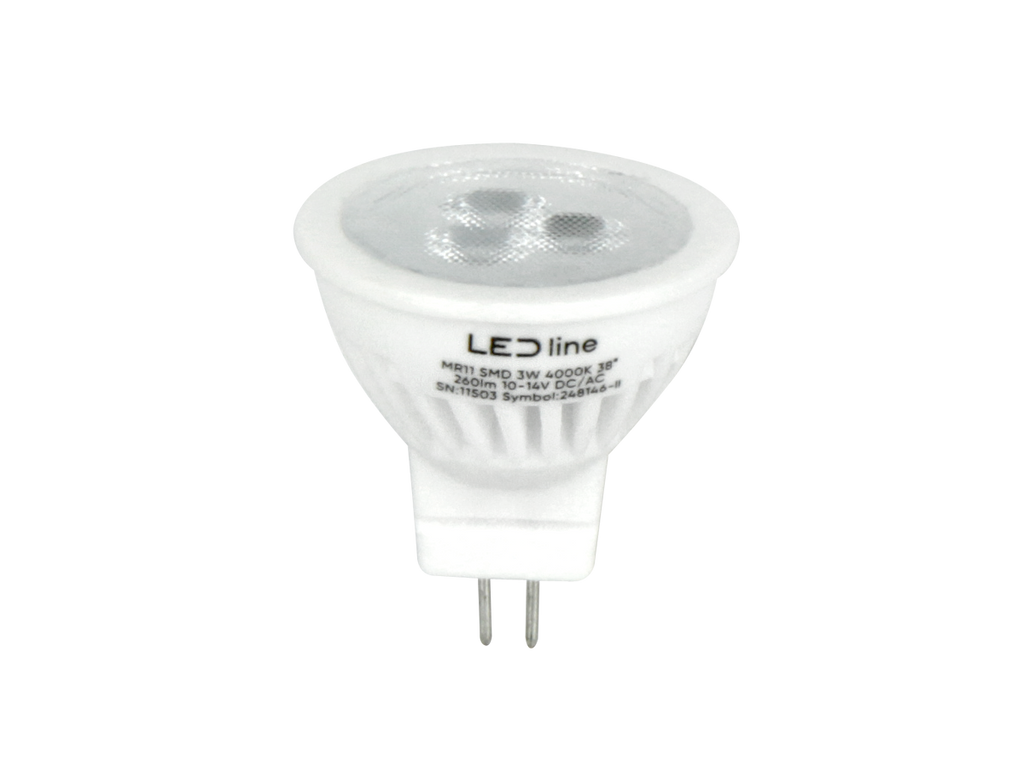 LED-lamp MR11 4000K 3W 330lm 10-14V AC/DC 38° GU5.3 Keramiek PRIME