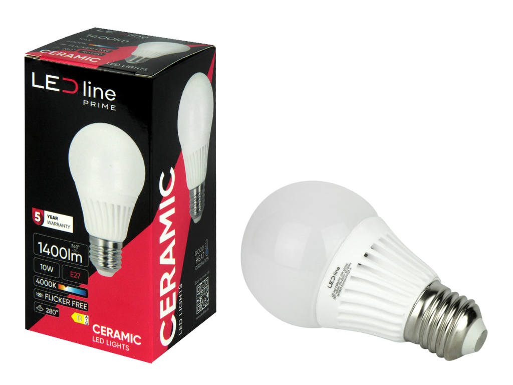 LED-lamp E27 2700K 10W 1400lm 230V 280° A60 Keramiek PRIME