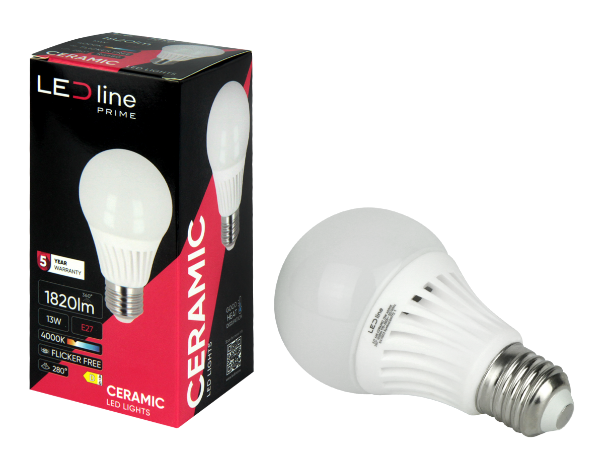LED line Lamp E27 4000K 13W 1820lm 230V 280° A65 Keramiek PRIME