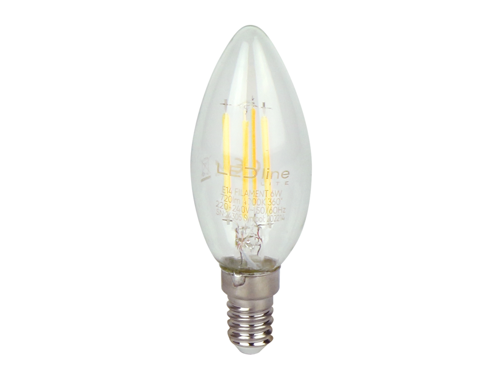 LED-lamp E14 2700K 6W 720lm 230V 360 ° FILAMENT C35 LITE Glas