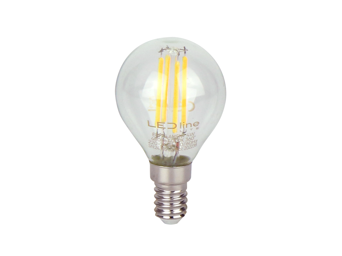 LED-lamp E14 4000K 4W 480lm 230V 360 ° FILAMENT G45 LITE Glas