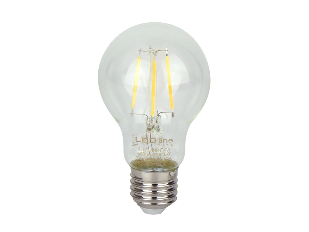 LED-lamp E27 2700K 4W 480lm 230V 360° FILAMENT A60 Glas LITE