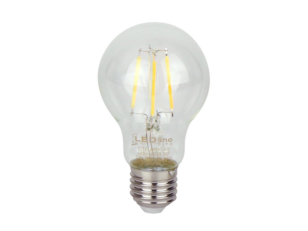 LED-lamp E27 4000K 4W 480lm 230V 360° FILAMENT A60 Glas LITE