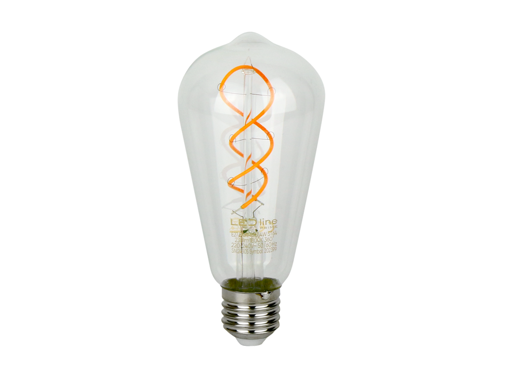 LED-lamp E27 1800K 4W 230lm 230V 360 ° FILAMENT ST64 SIM Glazen prime
