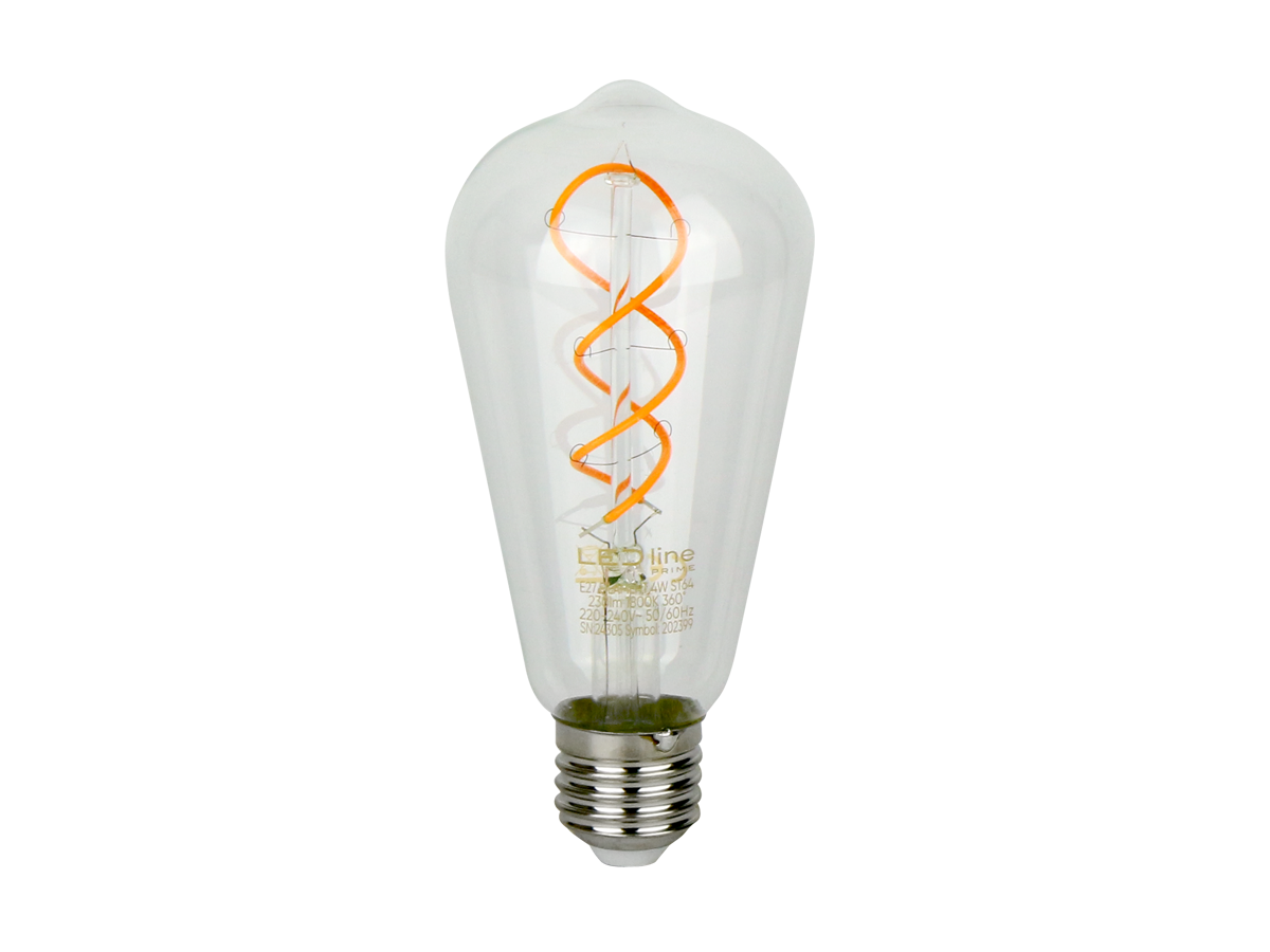 LED-lamp E27 1800K 4W 230lm 230V 360 ° FILAMENT ST64 SIM Glazen prime