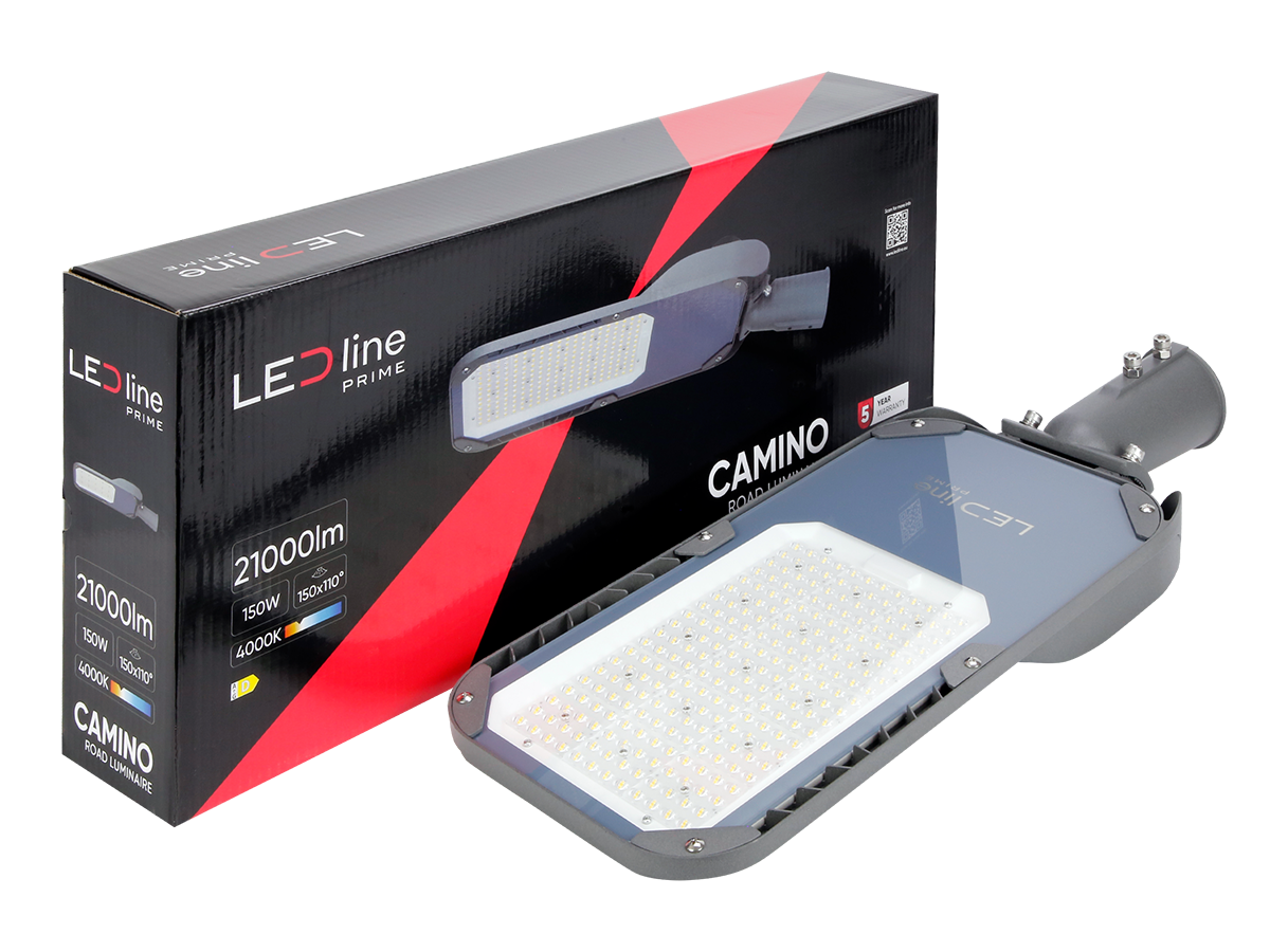 Wegverlichting Armatuur CAMINO 4000K 150W 21000lm IP66 grijs PRIME