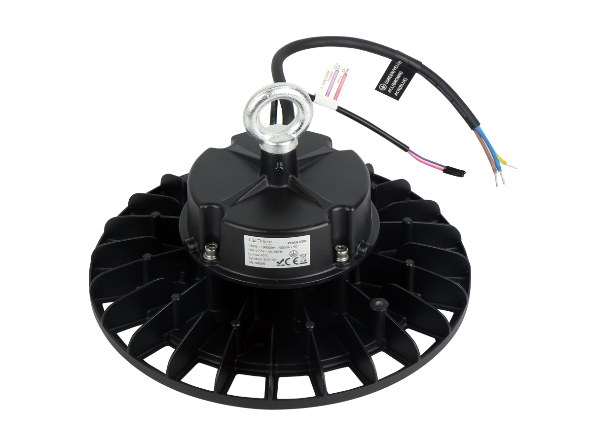 Highbay Armatuur PHANTOM 4000K 70W 13300lm 90° IP65 zwart PRIME 1-10V