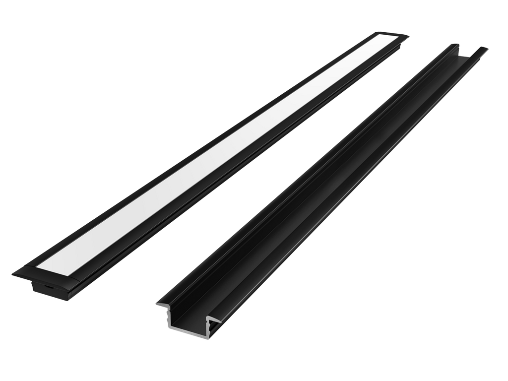 Inbouw aluminium profiel zwart 2m - PRIME set