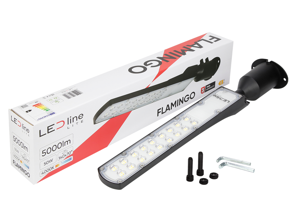 Wegarmatuur FLAMINGO 4000K 50W 5000lm IP65 zwart LITE