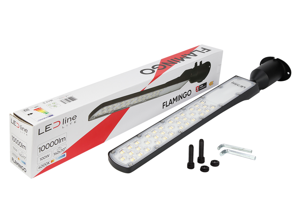 LED line straatarmatuur FLAMINGO 4000K 100W 10000lm IP65 zwart LITE