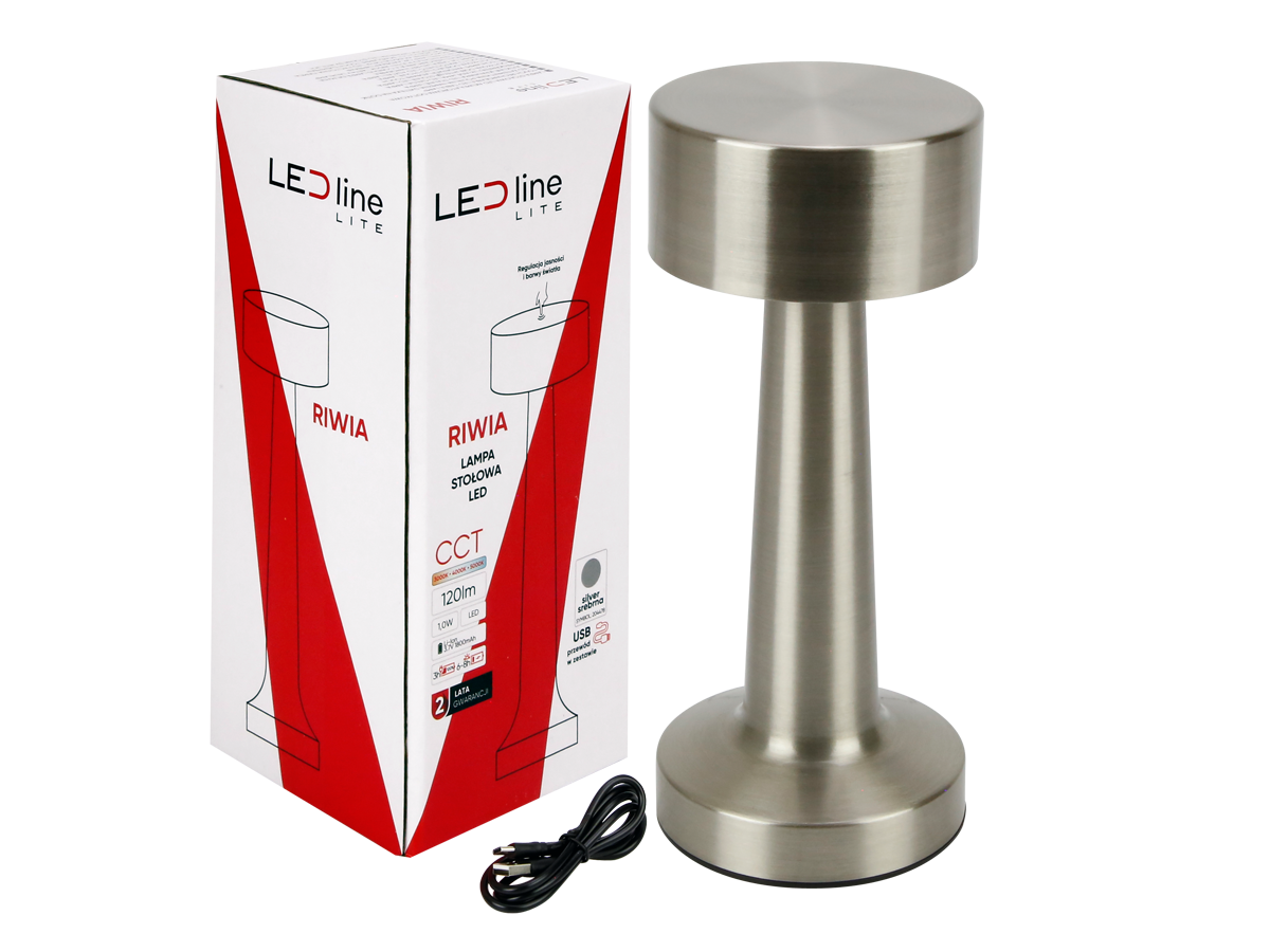 Tafellamp RIWIA 1.0W 120lm CCT zilver 1.8Ah