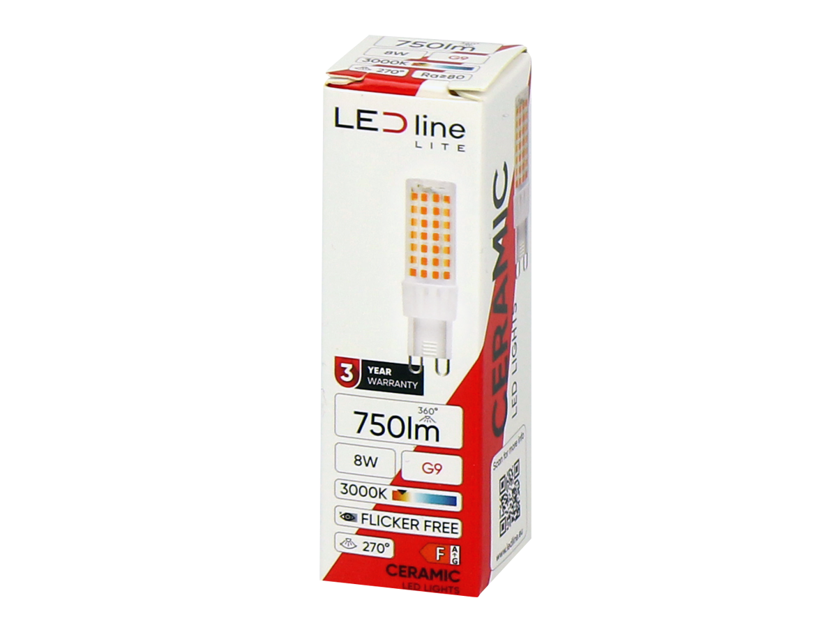 LED-lamp G9 3000K 8W 750lm 230V 270 ° LITE Keramiek
