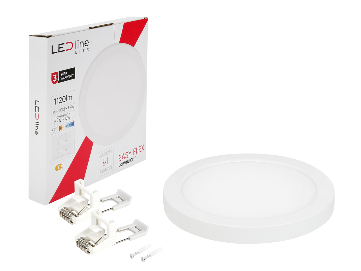 Downlight EASY FLEX 3CCT(3K/4K/5K) 9/12/15W 1120lm rond IP20 Wit LITE