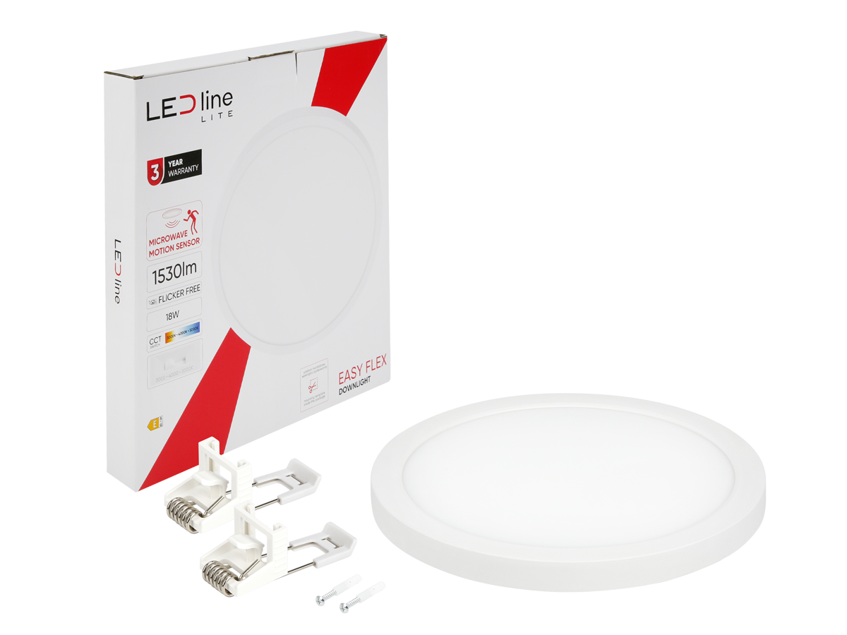Downlight EASY FLEX 3CCT(3K/4K/5K) 18W 1530lm rond IP20 Wit LITE bewegingssensor