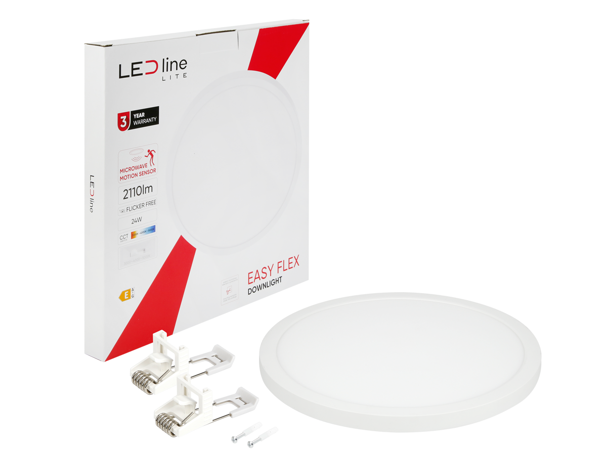 Downlight EASY FLEX 3CCT(3K/4K/5K) 24W 2110lm rond IP20 Wit LITE bewegingssensor