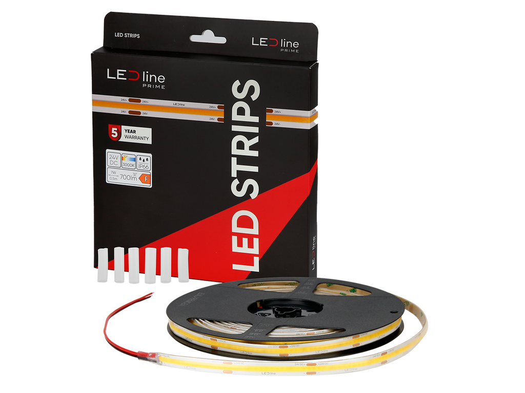 LED tape 528 COB 24V 3000K 14W IP66 11mm 5m 1400lm/m PRIME