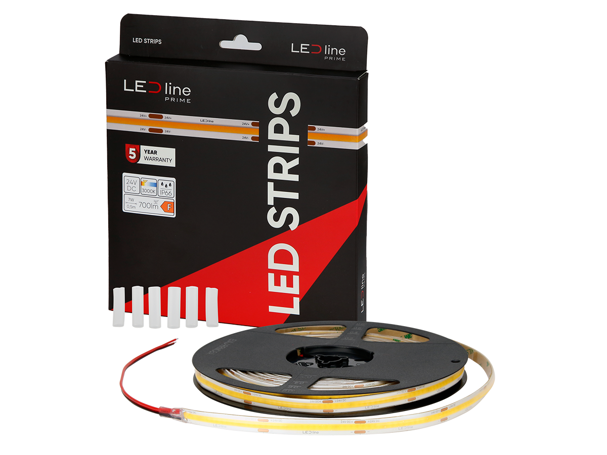 LED tape 528 COB 24V 3000K 14W IP66 11mm 5m 1400lm/m PRIME