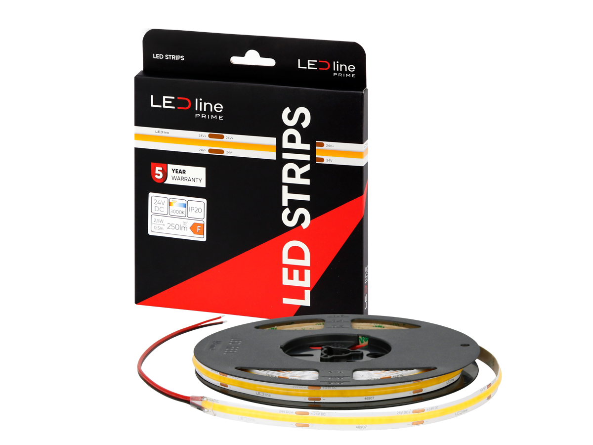 LED tape 320 COB 24V 3000K 5W IP20 8mm 5m 500lm/m PRIME