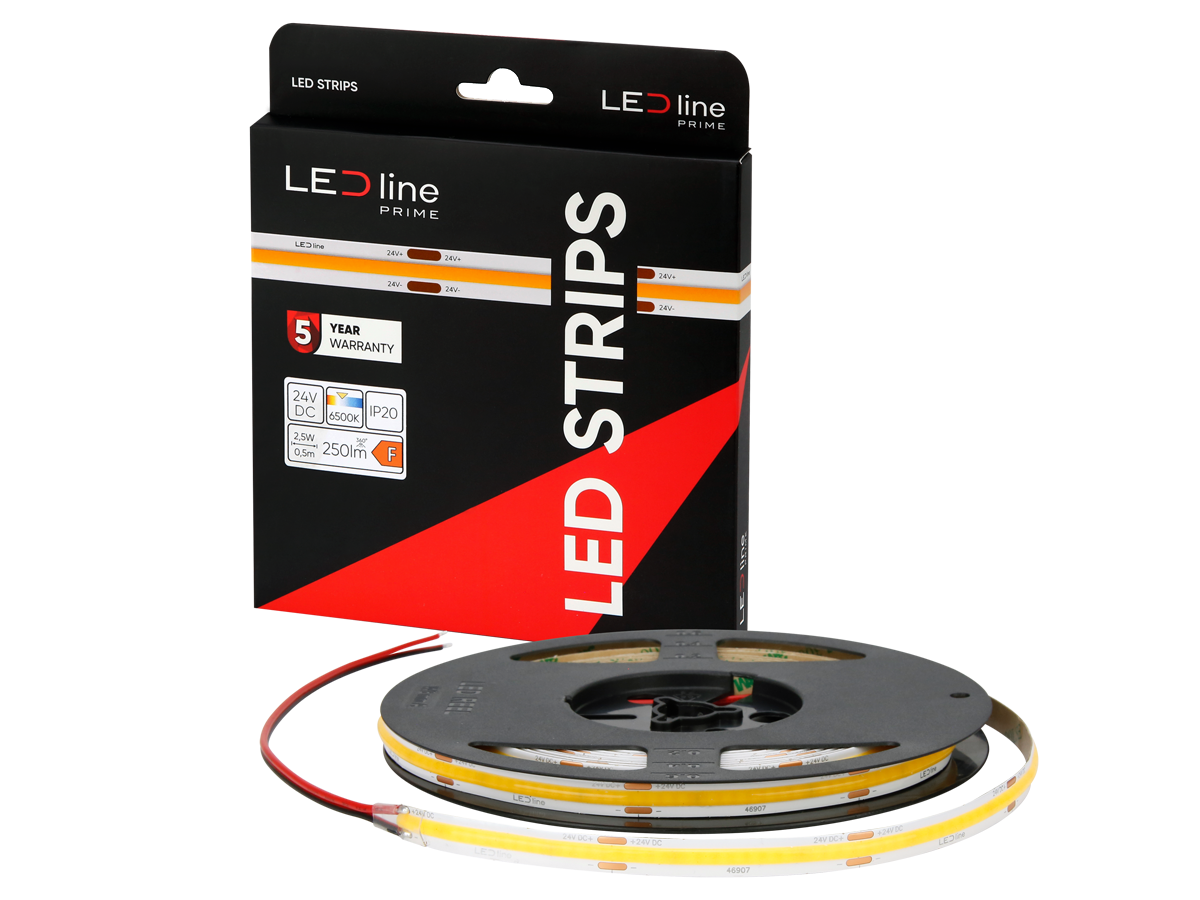 LED tape 320 COB 24V 6500K 5W IP20 8mm 5m 500lm/m PRIME